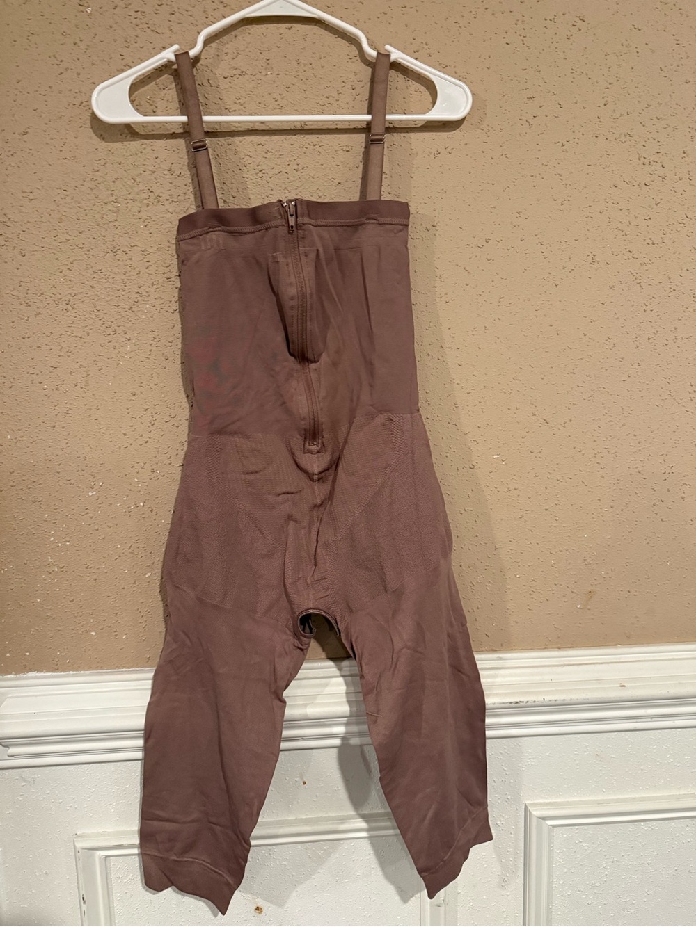 High-Waist Brown Shaping Bodysuit with Adjustable Straps